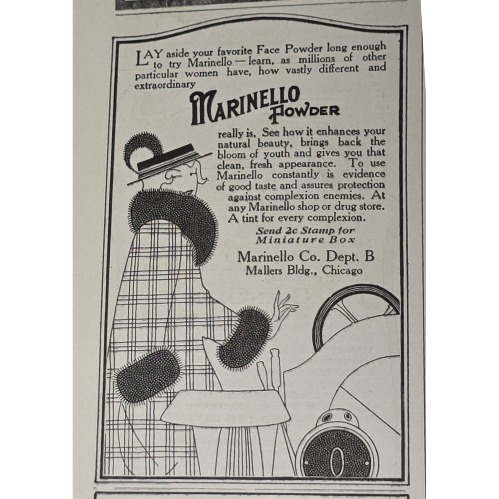 1916 Marinello Powder Face Powder Vintage Advertisement Print Art Decor Ad Art